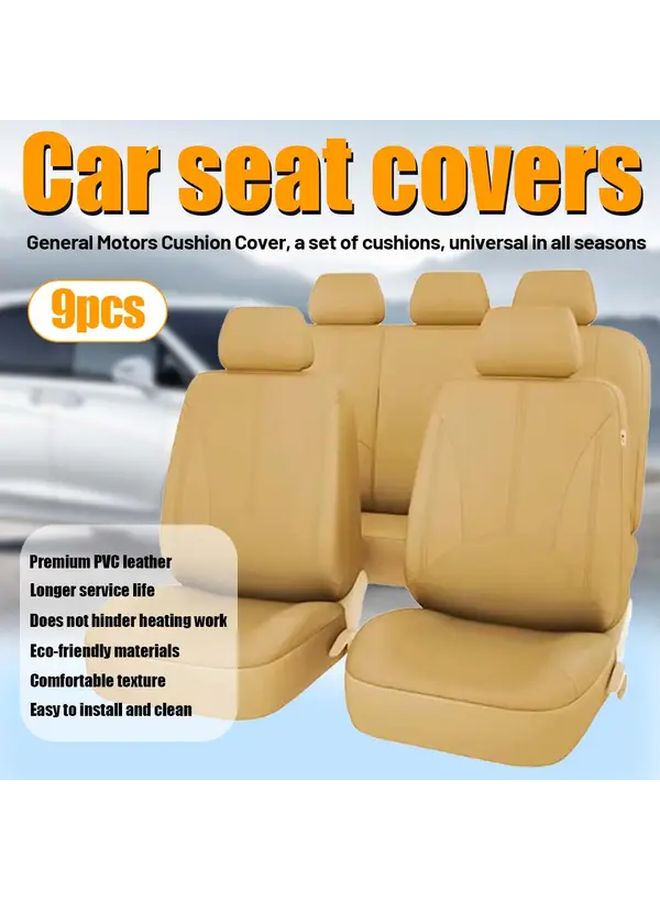5 Seats Beige Car Seat Cover Set 2 Front 3 Rear Seat Cushion Protection Interior Accessories - Image 4